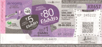Karunya Weekly Lottery KR-657 08.06.2024