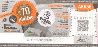 Akshaya Weekly Lottery AK-656 16.06.2024