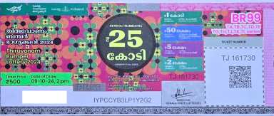 Thiruvonam Bumper Lottery BR-99 09.10.2024