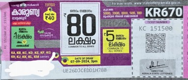 Karunya Weekly Lottery KR-670 07.09.2024