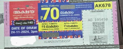 Akshaya Weekly Lottery held on 24.11.2024