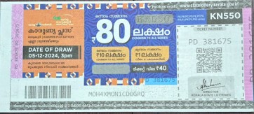 Karunya plus Weekly Lottery held on 05.12.2024